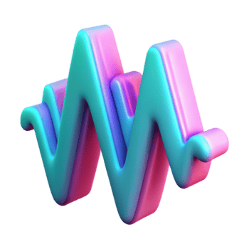 Abstract 3D Waveform Pink and Blue Gradient Illustration png