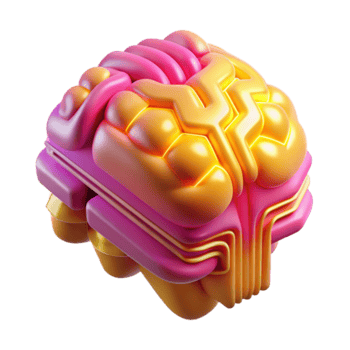 Abstract 3D Brain Illustration Pink Gold Neural Network png