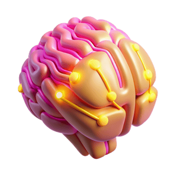 3D Illustration of a Stylized Brain with Connections png