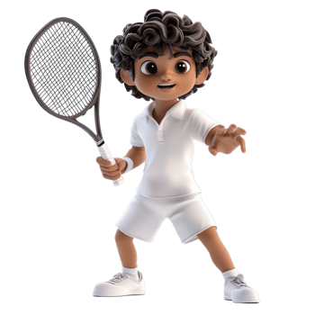 Cartoon Boy Playing Tennis Holding Racket png
