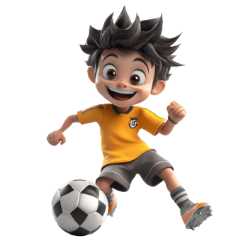 Happy Cartoon Boy Plays Soccer With Ball png
