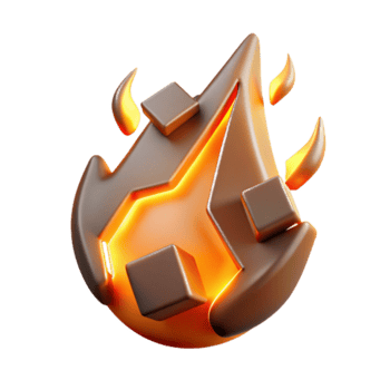 Fiery Abstract 3D Flame with Brown Cubes Illustration png