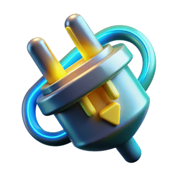 Vibrant 3D Render of a Power Plug Icon png