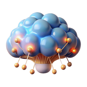 3D Render Abstract Brain Illustration Glowing Connections Neural Network png