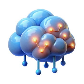 3D Render of a Connected Brain Cloud, Abstract Illustration png