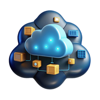 3D Illustration of Cloud Computing Network Data Storage png