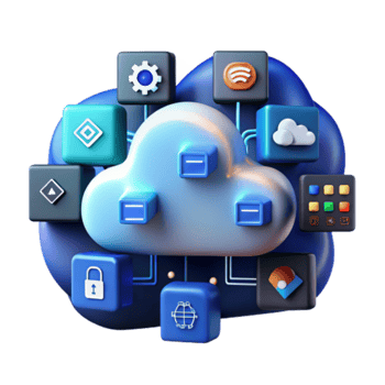 3D Illustration Cloud Computing Network Data Storage System png