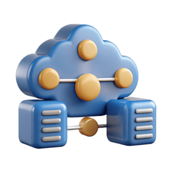 3D Render Cloud Server Network Illustration, Abstract Technology Icon png