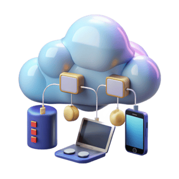 3D Illustration Cloud Computing Network Data Synchronization png