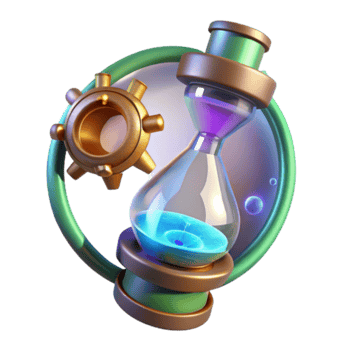 Illustration Time Gear Abstract Background, Glowing Hourglass and Cogwheel png