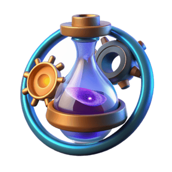 Render of a Galaxy in a Glass Hourglass with Gears png