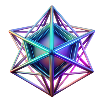 Render Iridescent Geometric Star Structure Abstract Background Image png