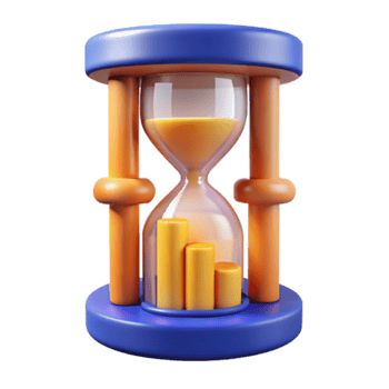 Illustration Time Management Sandglass with Growth Chart png