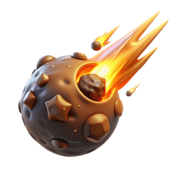 Fiery Meteoroid 3D Illustration Cosmic Rock Falling Through Space png
