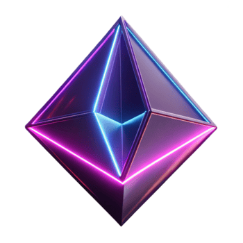 Neon Glow Geometric Pyramid Render Abstract Background png