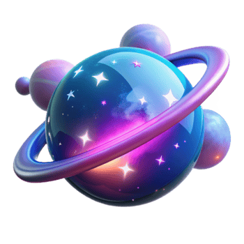 Glowing Planet with Ring System 3D Illustration png