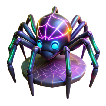 Neon Spider Render Illustration Webbed Design png