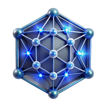 Blue 3D Geometric Network Illustration, Abstract Hexagonal Structure with Glowing Nodes png
