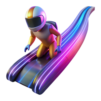 Neon Racer 3D Illustration Futuristic Athlete on Glowing Track png