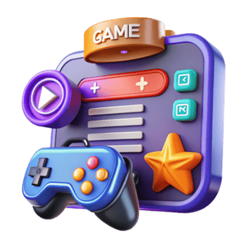 3D Game Interface Illustration Vibrant Gaming App Icon Design with Controller and Star png