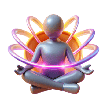 3D Illustration of Serene Figure in Lotus Position with Glowing Energy Aura png