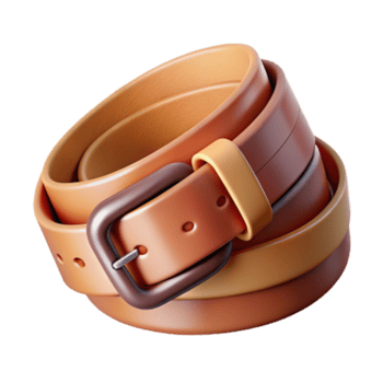 3D Illustration Stack of Leather Belts Buckle Accessory Fashion Design png