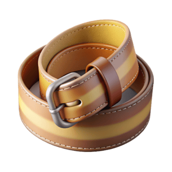 3D Render of a Brown Leather Belt with Striped Design png