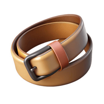 3D Render of a Brown Leather Belt, Rolled Up, Buckle Detail png