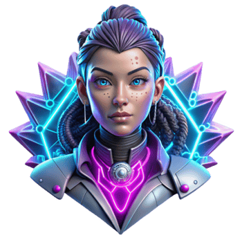 Futuristic Woman 3D Render, Cyberpunk Style Digital Art, Neon Lights, Abstract Background, Sci-Fi Portrait Illustration png