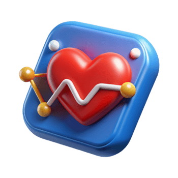 Render Heart Rate App Icon Illustration Red Heart Blue Square Health png