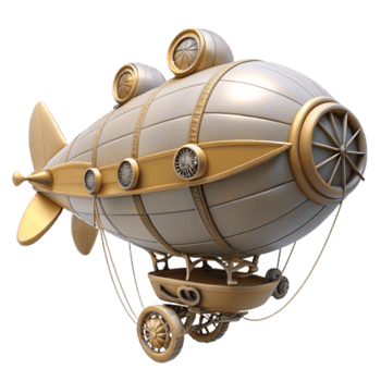 Steampunk Airship 3D Render A Vintage-Inspired Dirigible Illustration png