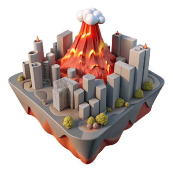 Volcanic Eruption Model City Island Illustration png