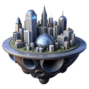 Futuristic Cityscape 3D Illustration A Floating Metropolis png