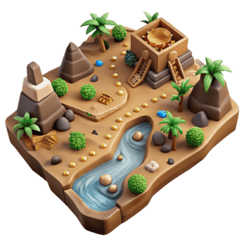 Isometric Desert Island Game Illustration Gold Treasure Oasis png
