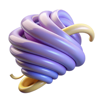 Abstract Render Purple and Yellow Twisted Tubes Swirl Design png