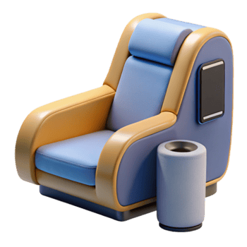 3D Render of Modern Armchair with Side Trash Can, Stylish Home Furniture Illustration png