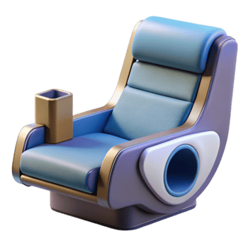 Futuristic 3D Render of a Comfortable Recliner Chair with Cup Holder png