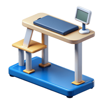 3D Render of a Childs Desk and Chair Set with Built-in Monitor png