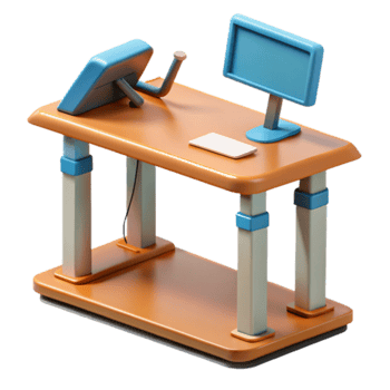 Render of a Modern Ergonomic Workstation Desk Setup png