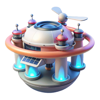 Futuristic Flying Island 3D Render Illustration png