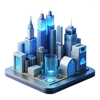 Futuristic Cityscape 3D Illustration A Modern Metropolis at Night png