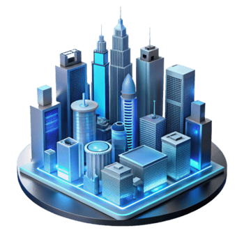 Illustration of a Futuristic Cityscape at Night png