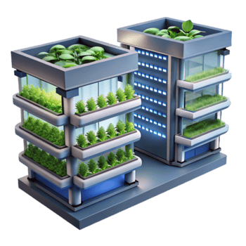 Vertical Farming Buildings 3D Illustration Urban Greenery Rooftop Gardens Sustainable Cityscape png