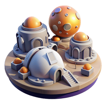 Futuristic Dome Village 3D Render Illustration png