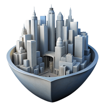 3D Cityscape Illustration Modern Buildings Architectural Design Urban Development png