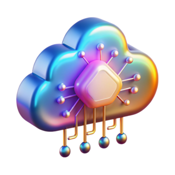 Render of Iridescent Cloud Network Digital Illustration png