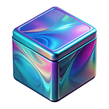 Iridescent Cube Tin Box Render Abstract Background png