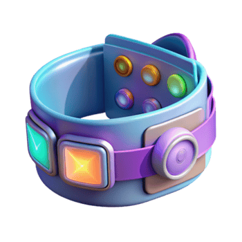 Futuristic Smart Bracelet 3D Render Illustration Colorful Interface Design with Interactive Buttons png