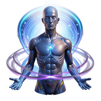 3D Illustration Futuristic Cyborg Man Energy Aura png