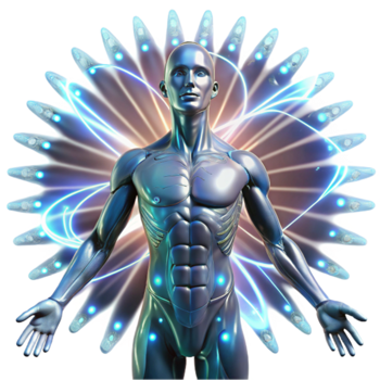 Futuristic 3D Illustration of a Bio-Luminescent Humanoid png